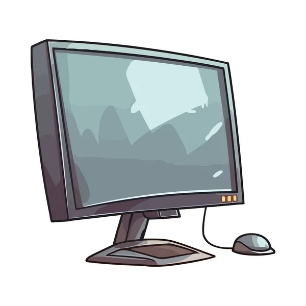 Monitor Computador Moderno Branco Isolado — Vetor de Stock