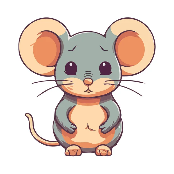 Tikus Berbulu Duduk Kumis Lucu Dan Ekor Terisolasi - Stok Vektor
