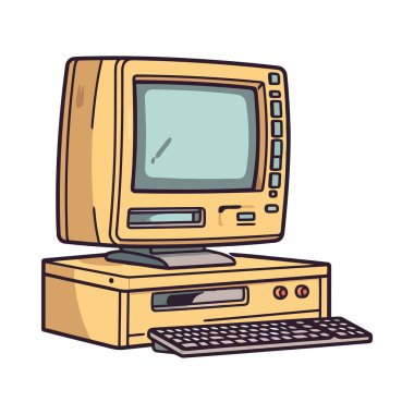 Eski masaüstü bilgisayarı, klavye ve monitör izole edildi