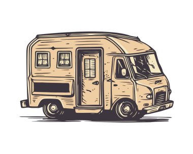 Tecrit edilmiş yaz tatillerinde macera getiren eski moda otobüs.