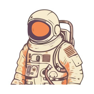 Fütürist astronot uzay giysisindeki boşluğu izole ediyor.