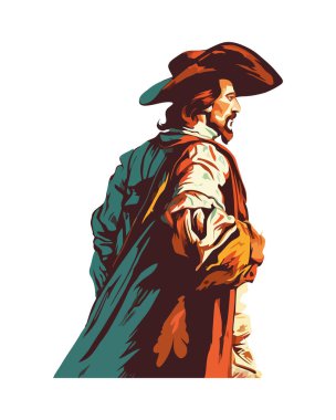 Rönesans adamı izole edilmiş geleneksel kıyafetler giyiyor.