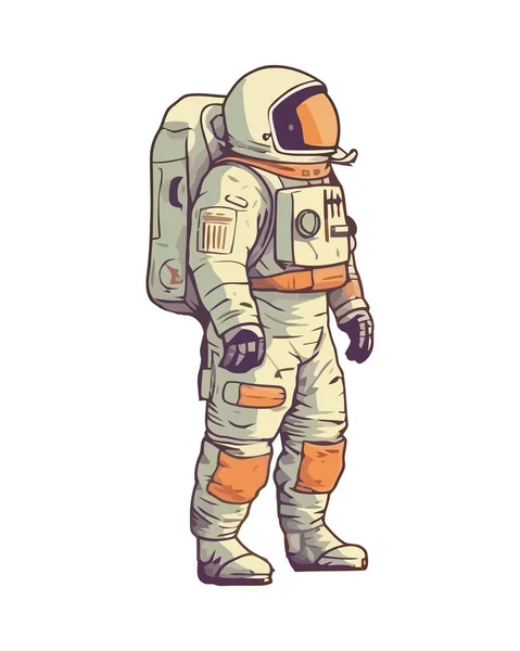 Astronaute Futuriste Marchant Combinaison Spatiale Classique Isolé — Image vectorielle