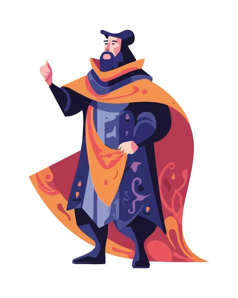 Renaissance Mann Traditionellen Anzug Isoliert — Stockvektor