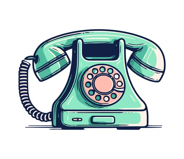 Altes Telefon Verbindet Globale Wiederbelebung Der Kommunikation Isoliert — Stockvektor