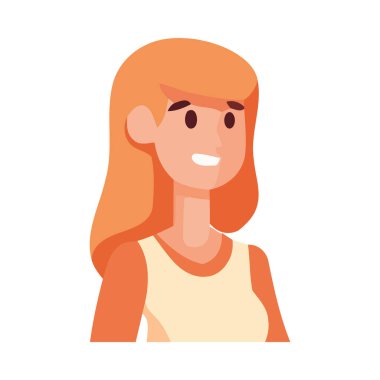 Profil ikonunda sevimli saç şekilleriyle gülümseyen kadın izole edilmiş.