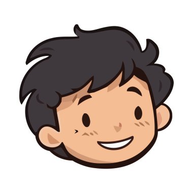 Gülümseyen çocuk yüzü, mutluluk dolu ve izole edilmiş bir ikon.