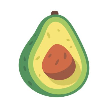 Taze avokado dilimi, yaz ikonu için sağlıklı atıştırmalıklar izole edilmiş.