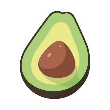 Taze avokado dilimi, sağlıklı atıştırmalık, organik yemek ikonu izole edilmiş.