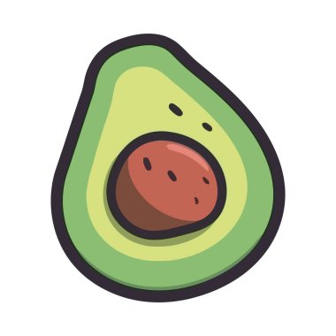 Neşeli avokado sağlıklı yemek ikonunu izole eder.