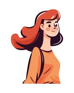 Gülümseyen güzel kadın, vektör çizim simgesi izole