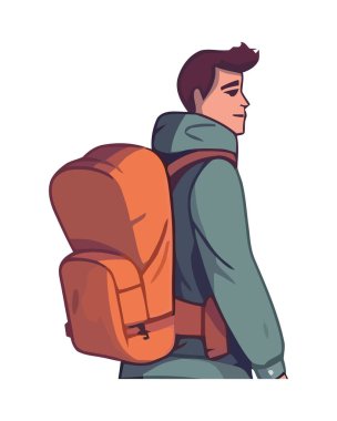 Kış ikonunda sırt çantasıyla yürüyüş yapan bir kişi izole edilmiş.