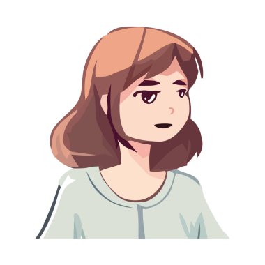 Genç yetişkin kadın ikonunun şirin vektör portresi izole edilmiş.