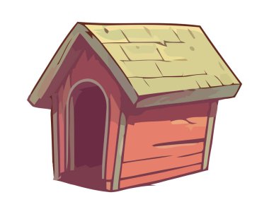 ahşap köpek kulübesi simgesi düz tasarım izole