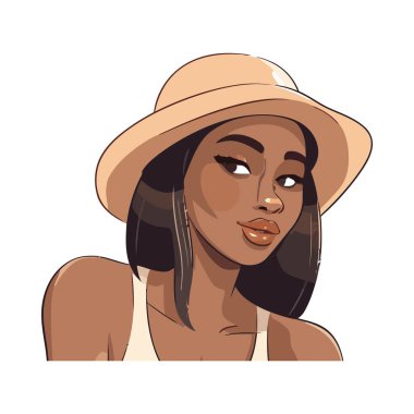 Şapka ikonundaki genç kadın izole edildi