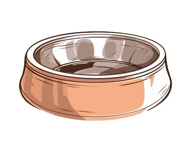 Plastik kasede yavru köpekler öğle yemeği, sevimli dekorasyon ikonu izole edilmiş.