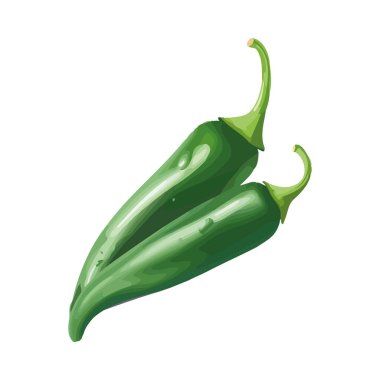 Taze organik sebzeler, olgun ve baharatlı jalapeno ikonu izole edilmiş.