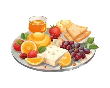 Organik meyve salatası ikonu izole edilmiş taze gurme yemeği.