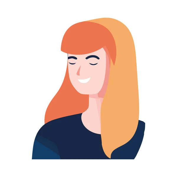 Femme Souriante Couleur Blonde Icône Cheveux Isolé — Image vectorielle