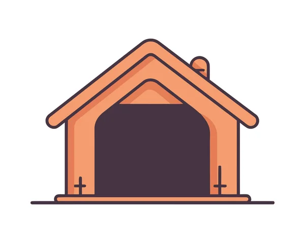 Niedliche Karikatur Hütte Haus Ikone Isoliert — Stockvektor