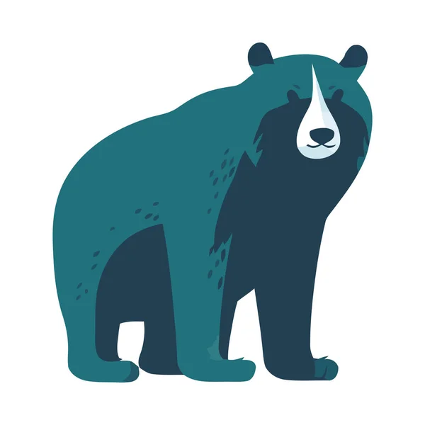 Roztomilý Karikatura Grizzly Medvěd Sedí Ikona Izolované — Stockový vektor