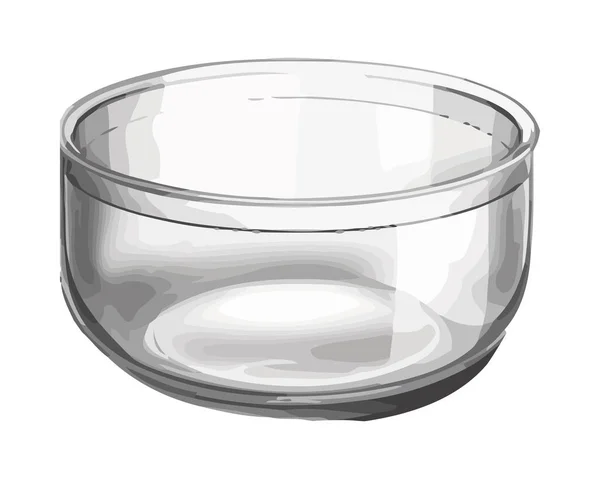 Transparent Glass Bowl Water Reflection Icon Isolated — Stock Vector