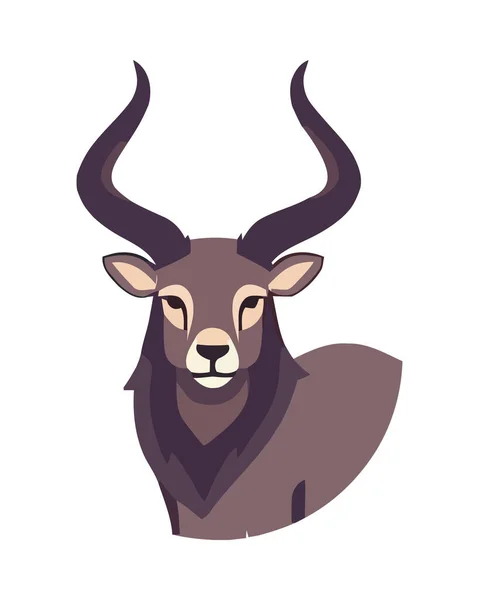Horned Mammal Illustration Cute Deer Mascot Design Icon Isolated — Stock Vector