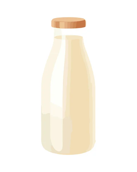 Изолированное Свежее Органическое Молоко Иконе Стеклянной Бутылки — стоковый вектор