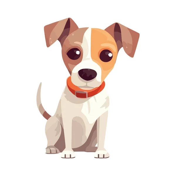 Mignon Petit Terrier Assis Regardant Gai Heureux Icône Isolée — Image vectorielle