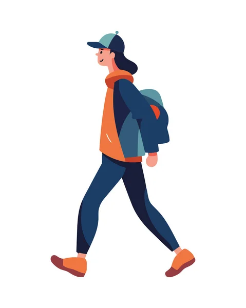 One Person Walking Backpack Symbolizes Adventure Icon Isolated — Stock Vector