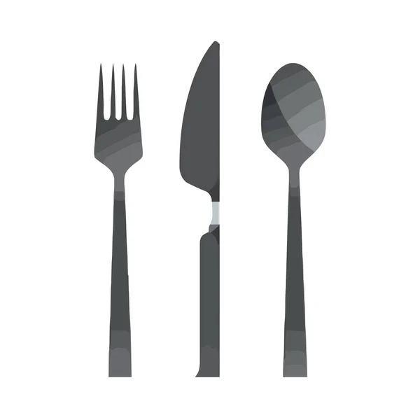 Kitchen Utensils Silverware Fork Spoon Knife Icon Isolated — Stock Vector