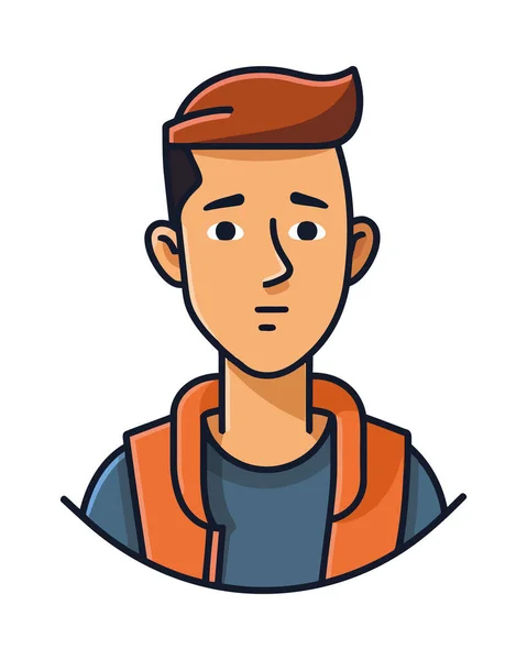 Personnage Homme Jeune Avatar Icône Style Isolé — Image vectorielle