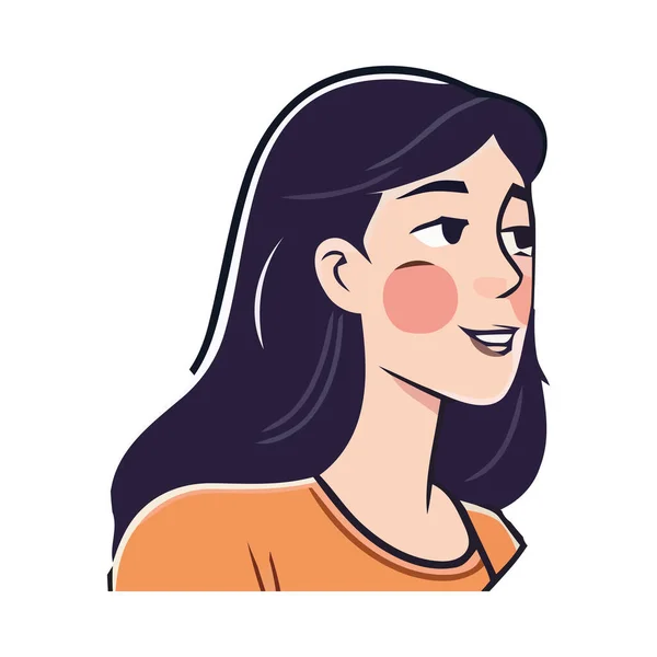Lächelnde Frau Mit Niedlichen Frisuren Illustration Symbol Isoliert — Stockvektor