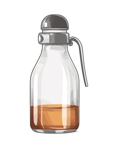 Прозрачная Стеклянная Бутылка Свежей Органической Жидкостью — стоковый вектор