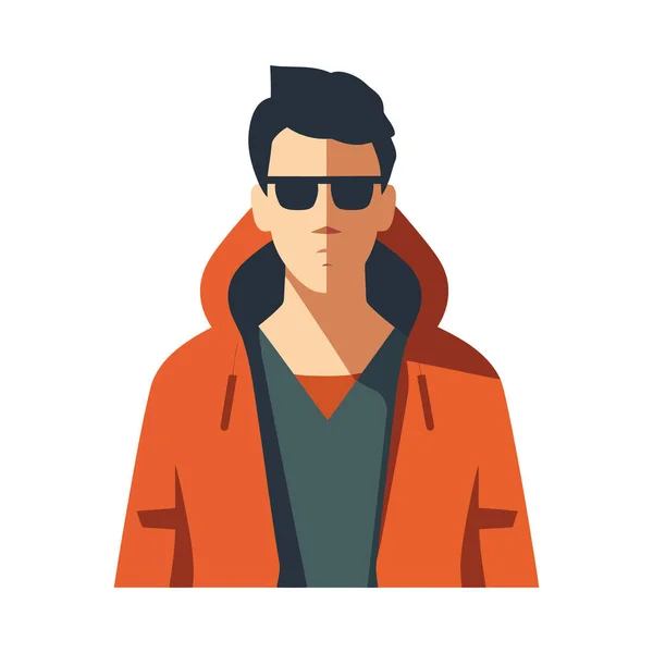 Modischer Mann Jacke Und Sonnenbrille — Stockvektor