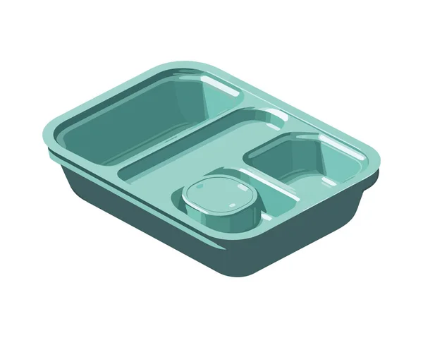 Zielony Plastikowy Pojemnik Ikonę Obiadu Izolowany — Wektor stockowy