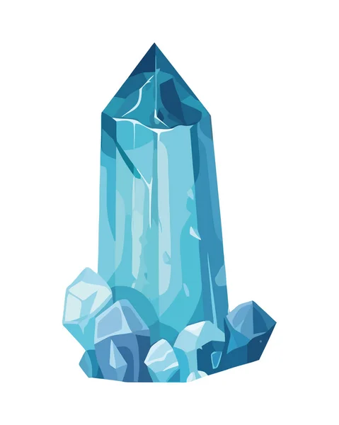 Cristal Pedra Preciosa Azul Brilhante Reflete Ícone Beleza Natureza Isolado — Vetor de Stock