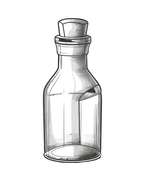 Transparent Glass Bottle Illustration Sketch Icon Isolated — Stock Vector