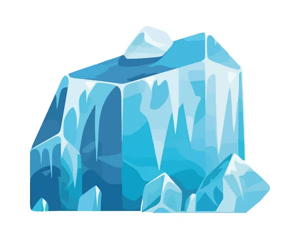 Cristal Glacé Congelé Tranchant Comme Une Icône Pierre Précieuse Isolé — Image vectorielle