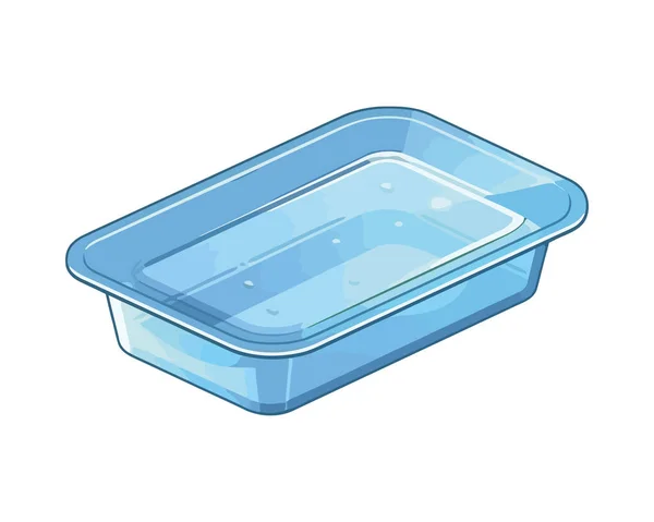 Blauer Plastikbehälter Mit Deckel Für Lebensmittel Ikone Isoliert — Stockvektor