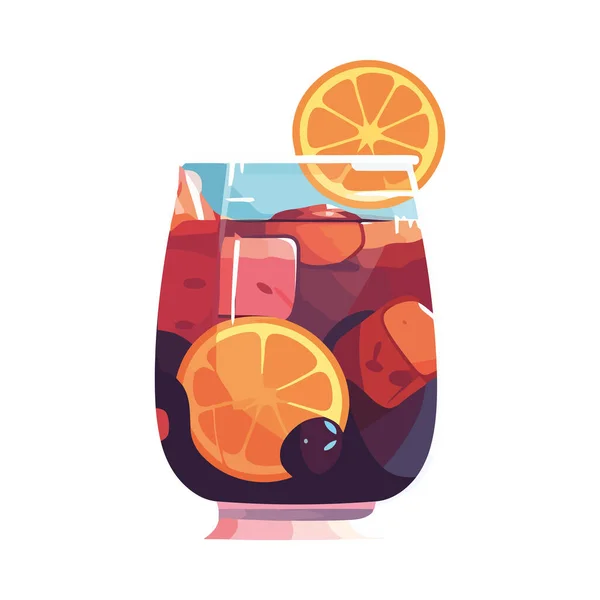 Succoso Cocktail Agrumi Con Limone Lime Icona Arancione Isolata — Vettoriale Stock