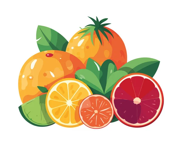 Friske Sitrusfrukter Isolert Bladikon – stockvektor