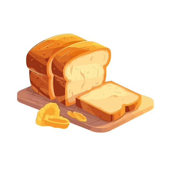 Taze Pişmiş Ekmek Tereyağı Tabakta Izole Edilmiş — Stok Vektör