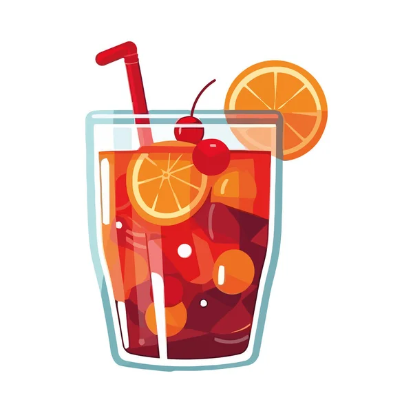 Cocktail Été Rafraîchissant Avec Des Tranches Fruits Frais Icône Isolé — Image vectorielle