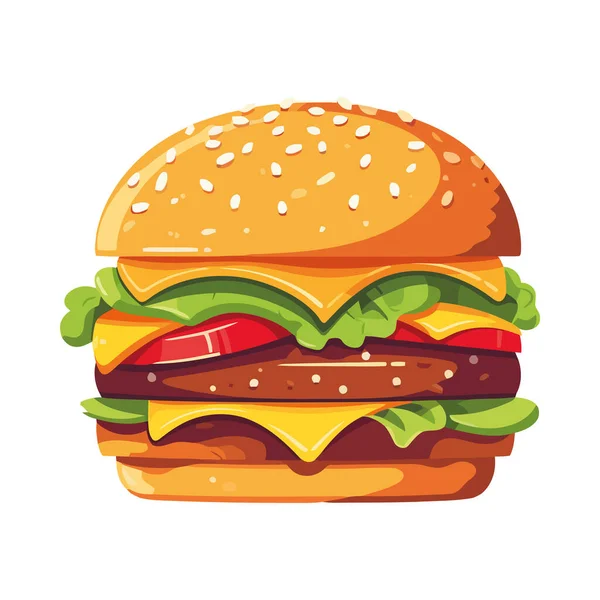 Repas Cheeseburger Gastronomique Avec Icône Sandwich Steak Grillé Isolé — Image vectorielle