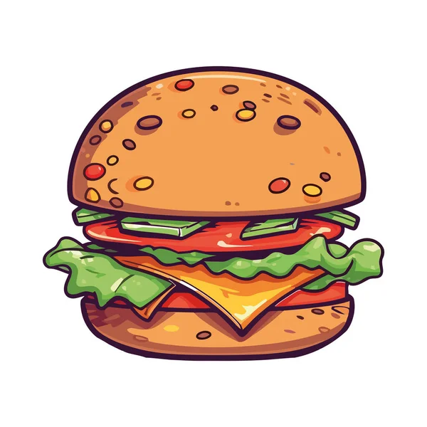 Refeição Cheeseburger Gourmet Com Carne Grelhada Ícone Cheddar Isolado — Vetor de Stock
