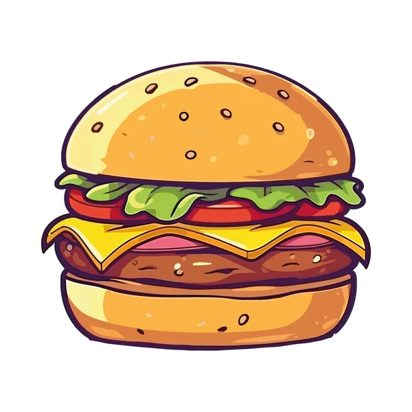 Gourmet Burger Mit Fleisch Käse Und Tomaten — Stockvektor