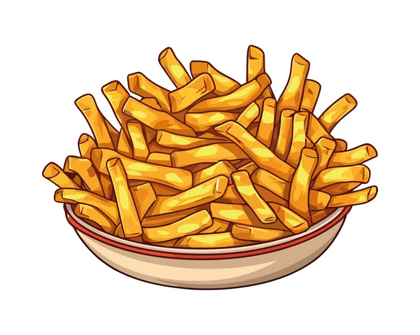 Golden Fries Basket Snack Icon Isolated — Stock Vector