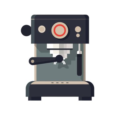Metal kahve makinesi ikonunda taze kapuçino ikonu izole edildi