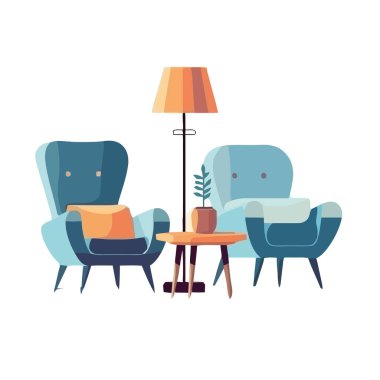 Rahat mobilya ikonu izole edilmiş modern oturma odası dekoru